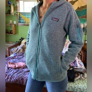 Patagonia Fleece Jacket Better Sweater Full Zip Hoodie Blue Women M Zip Pockets